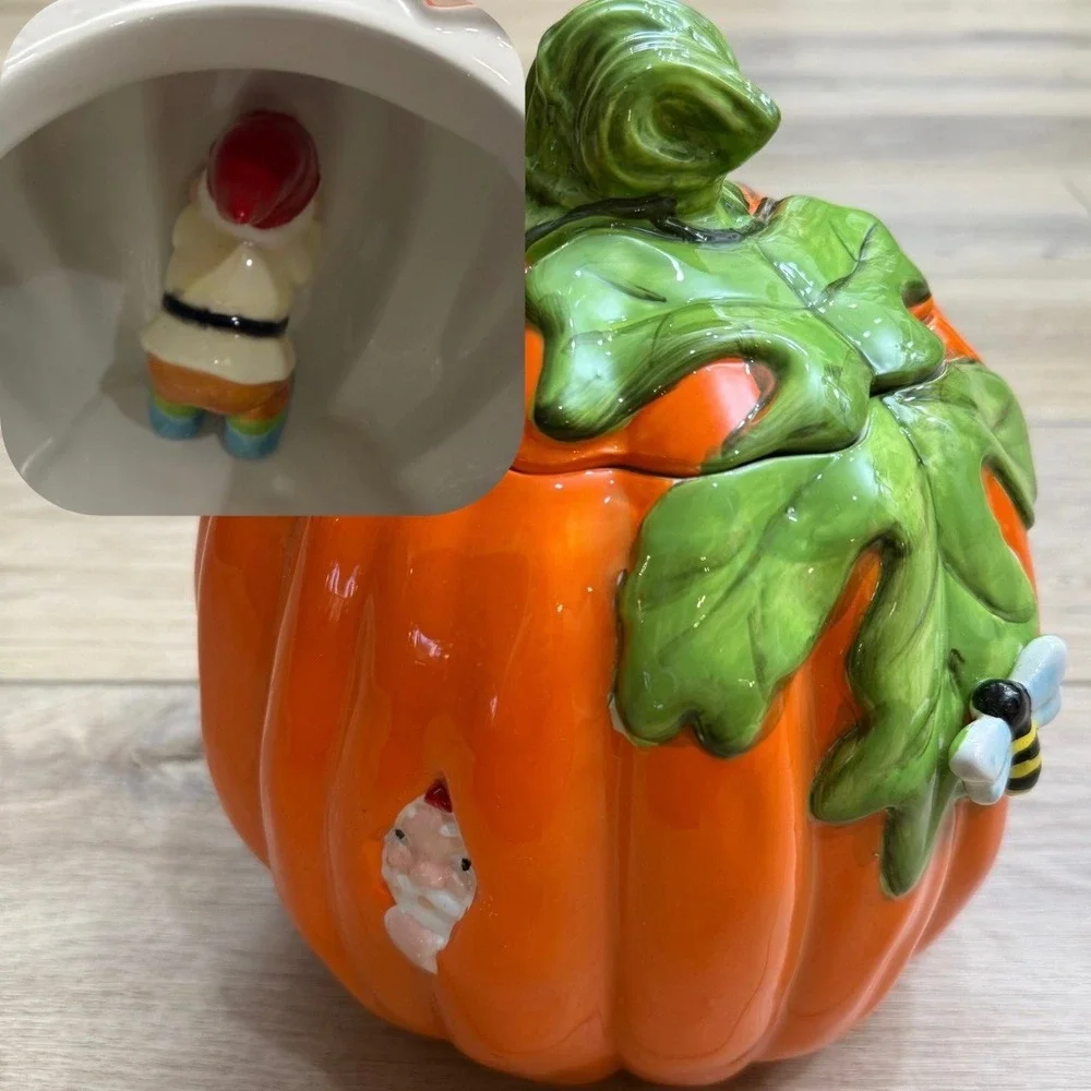 Pumpkin Cookie Jar Santa Elf Gnome‎ Bee Halloween Autumn Ceramic Golly Gee